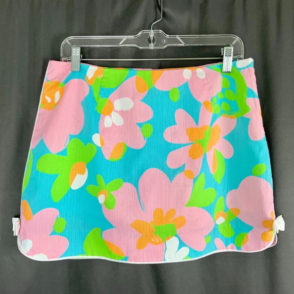 Lilly Pulitzer Blue Pink Green Floral Mini Skirt